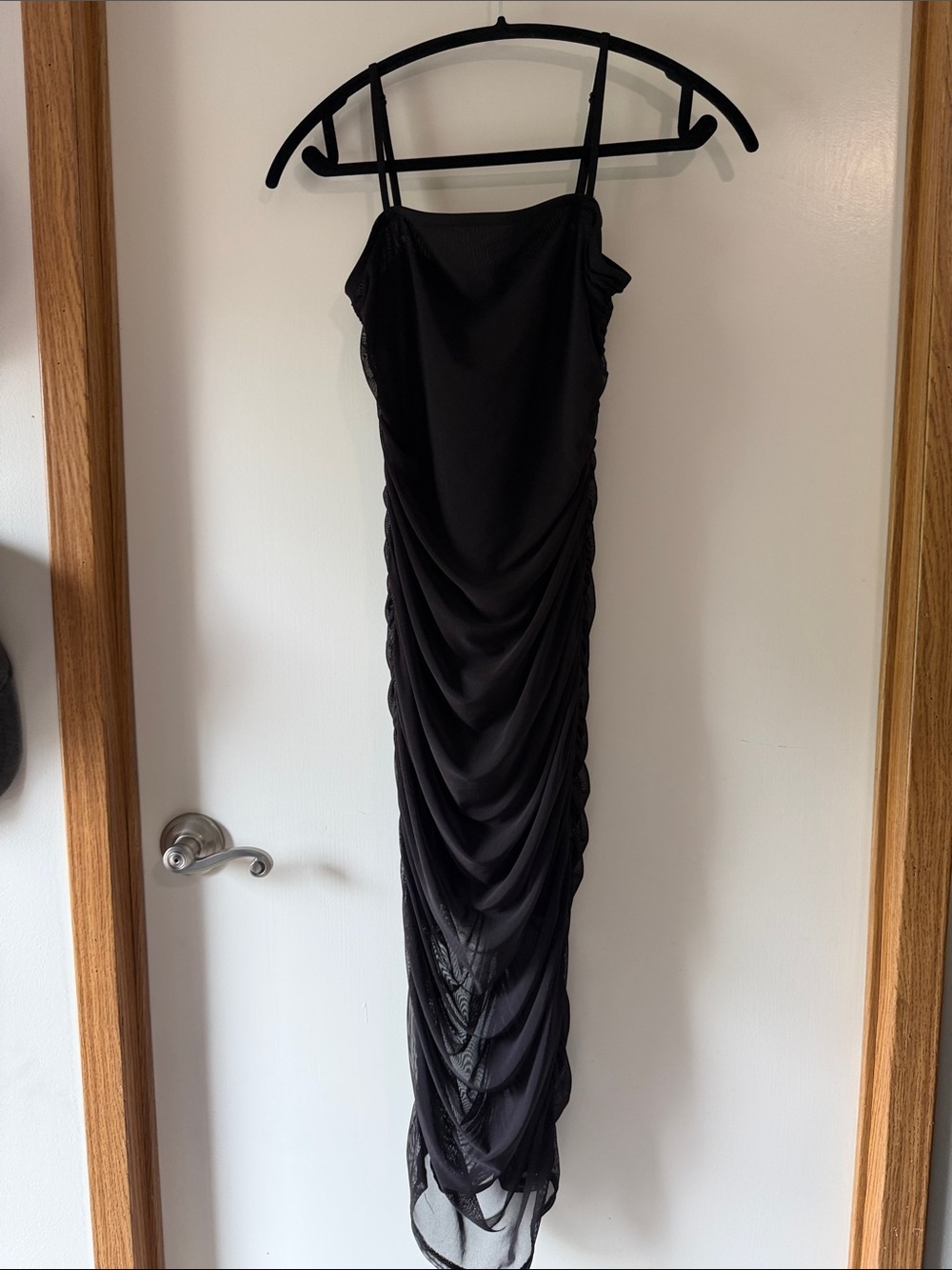 Wild Fable Black Ruched Maxi Slip Dress